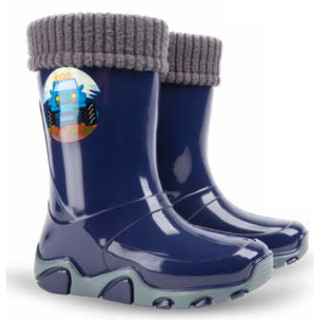 Тъмносини детски ботушки, pvc материя - ежедневни обувки за есента и зимата N 100025118